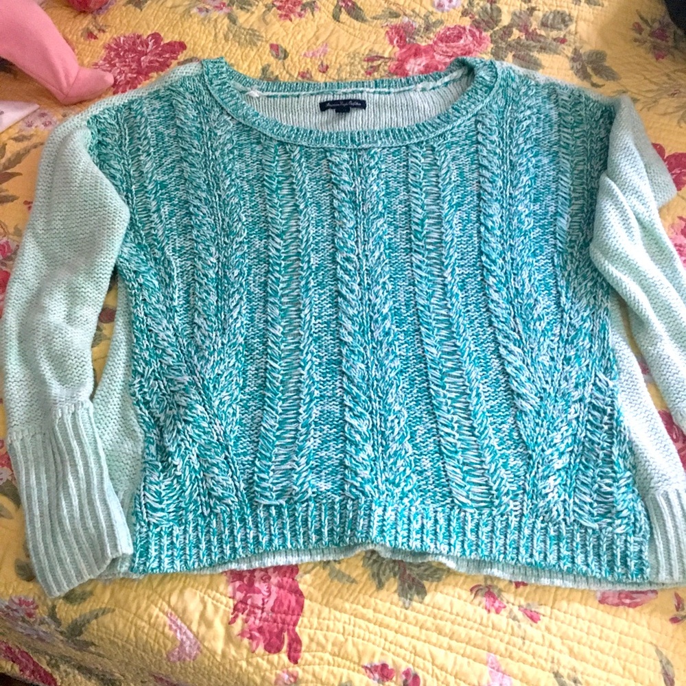American Eagle Outfitters Two-toned Aqua Sweater in Medium